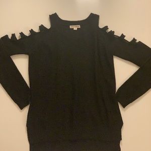 Knit sweater shoulder cut out top